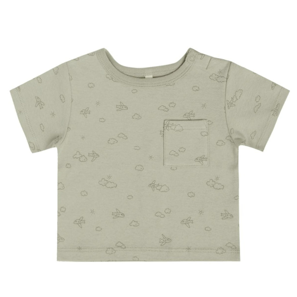 Quincy Mae Boxy Pocket Tee - Airplanes