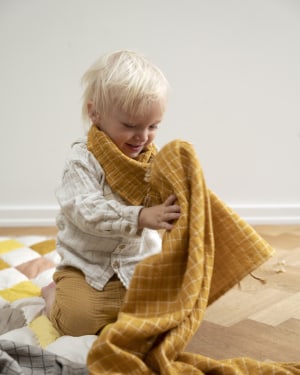 Baby blanket - Grid - Ochre
