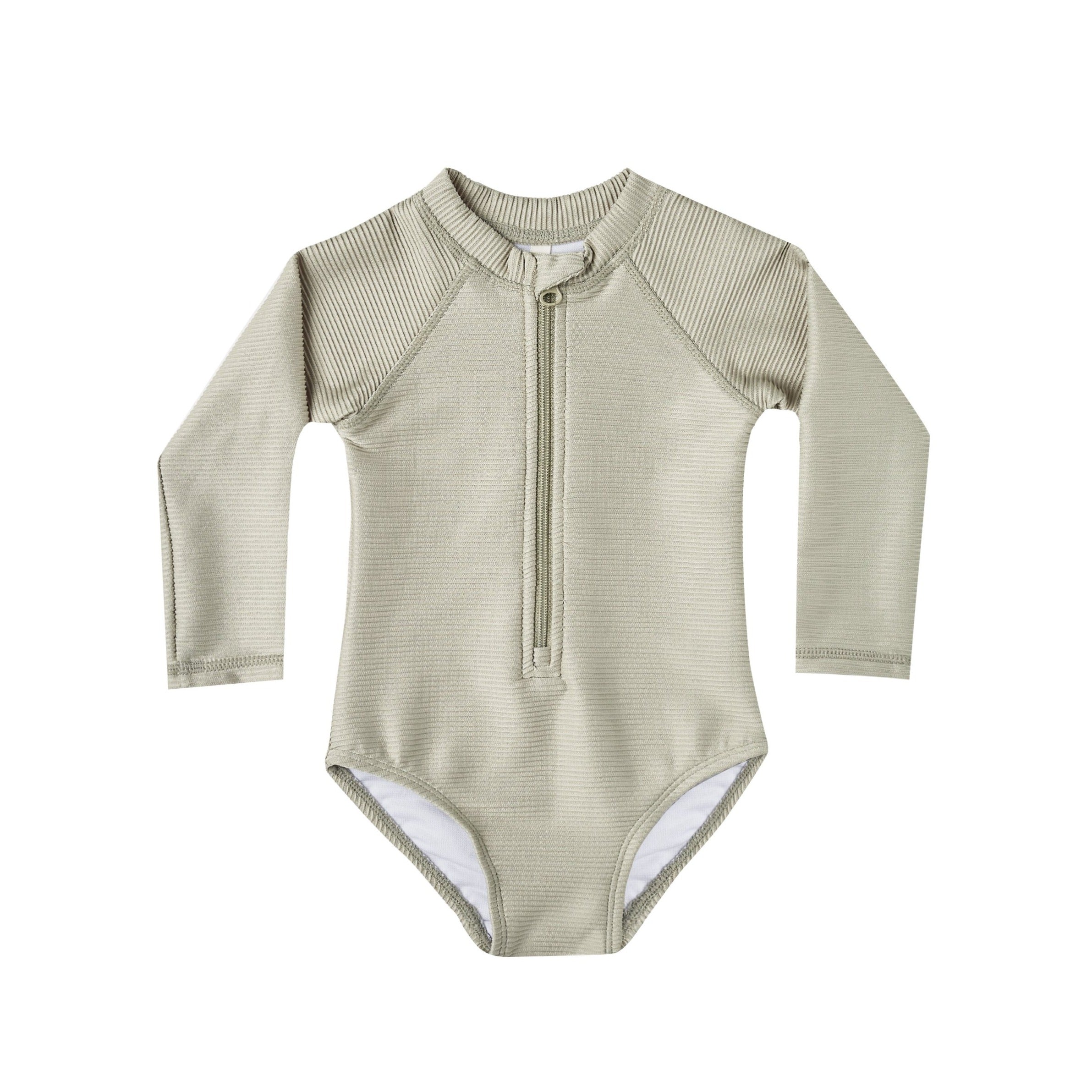 Rylee + Cru Ribbed Rash Guard Onepiece - Sage