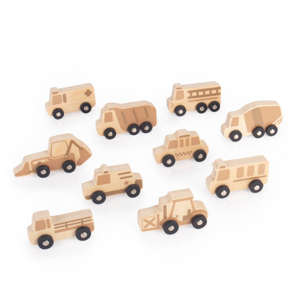 Guidecraft Mini Wooden Trucks - Set of 10