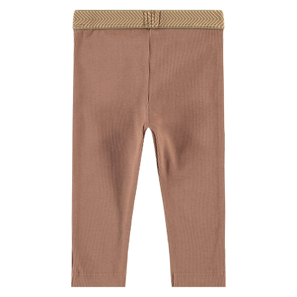 Babyface Micro Rib Knit Leggings- Wood