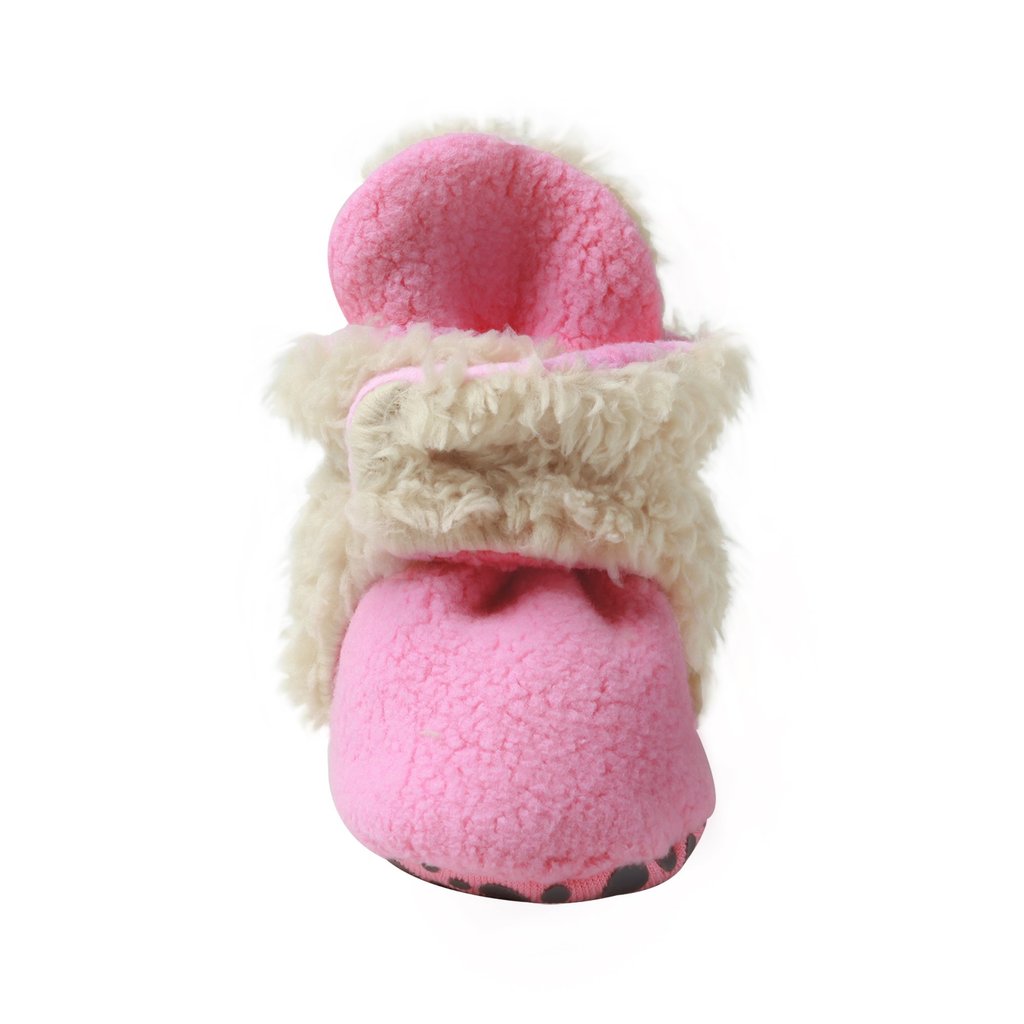 Zutano Cozie Fleece Furry Lined Bootie - Hot Pink