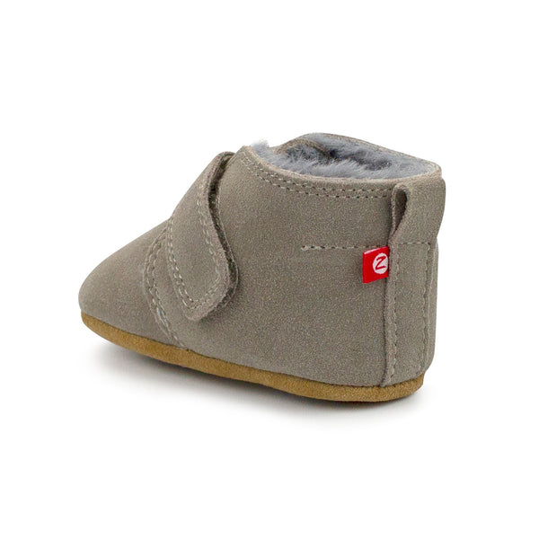 Zutano Gray Leather Furry Lined Baby Shoe